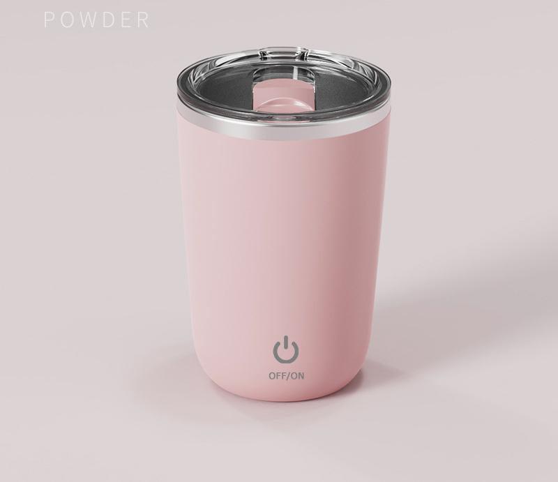 Mini Portable Electric Self-Stirring Mug - USB-C Rechargeable, 4-Hour Use, Stainless Steel (pink).