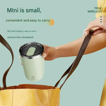 Mini Portable Electric Self-Stirring Mug - USB-C Rechargeable, 4-Hour Use, Stainless Steel (pink).