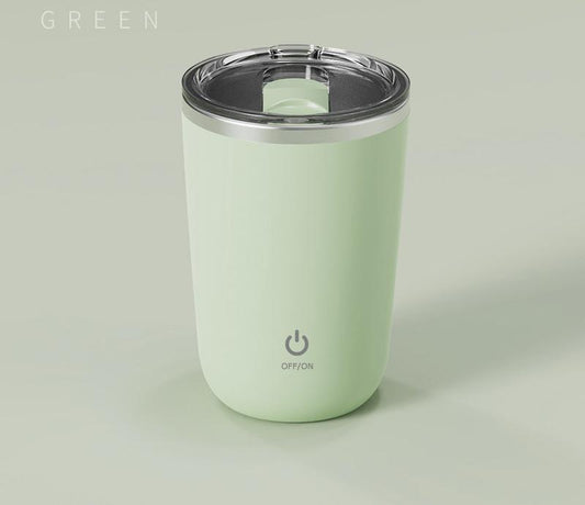 Mini Portable Electric Self-Stirring Mug - USB-C Rechargeable, 4-Hour Use, Stainless Steel (Green).