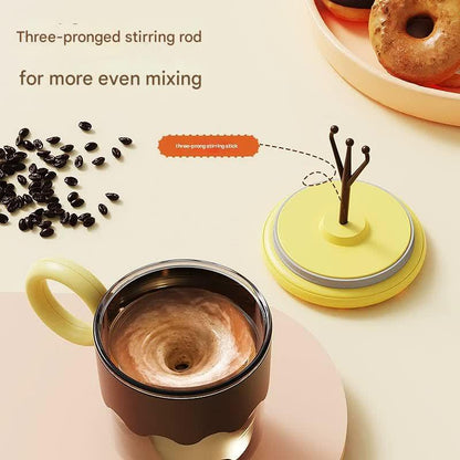 Automatic Self-Stirring Coffee Mug - 400ml, 5000RPM, USB-C Rechargeable with Trident Stirring Rod(pink).