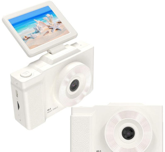 48MP Student Digital Camera with 180 Flip Screen & 3-Setting Fill Light(White).