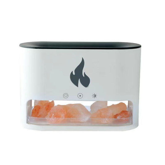 Himalayan Salt Stone Flame Aroma Diffuser & Humidifier - 7 Light Options, Ultrasonic, Auto Shut-Off(white).