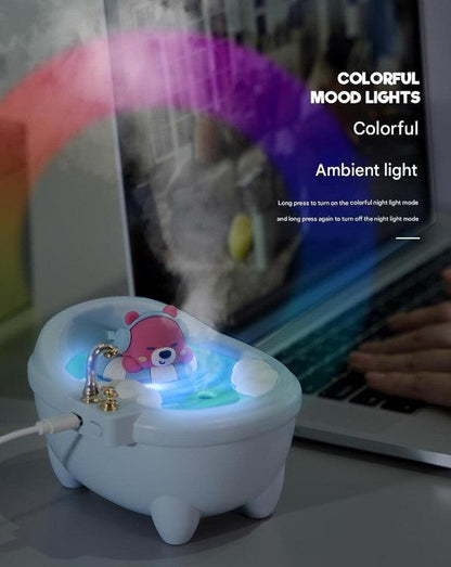 Adorable Bathtub Humidifier with Colorful Night Light - USB-C, 340ml, Auto Shut-Off(Purple Duck).