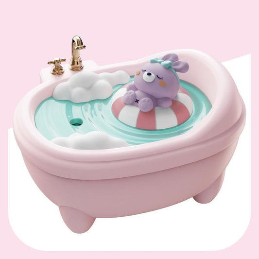 Adorable Bathtub Humidifier with Colorful Night Light - USB-C, 340ml, Auto Shut-Off(Pink Rabbit).