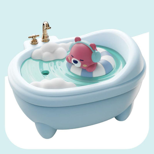 Adorable Bathtub Humidifier with Colorful Night Light - USB-C, 340ml, Auto Shut-Off(Blue Bear).