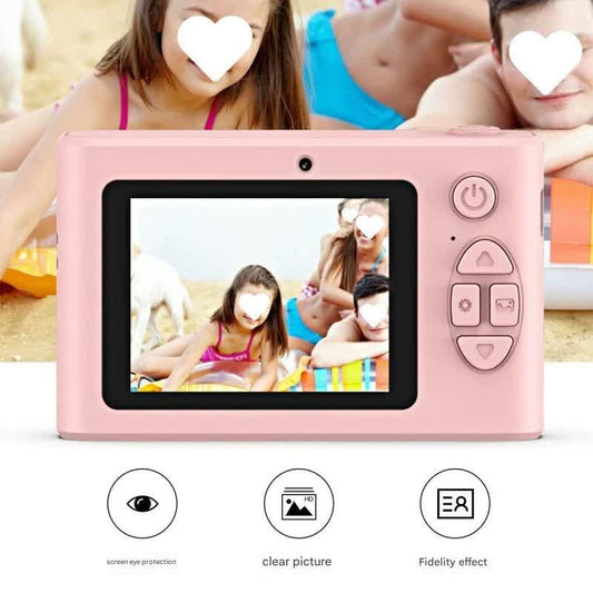Ultra HD 4K Dual Lens Digital Camera - 44MP, 4X Zoom, 2.4" Screen, Complete with 64GB Card (pink).