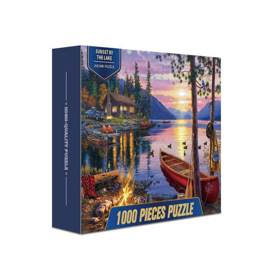 Lake -side sunset puzzle.