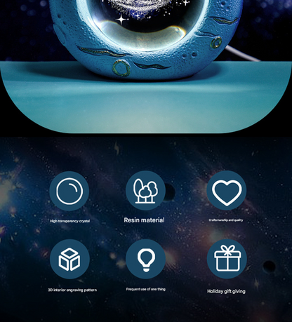 Celestial Ring LED Crystal Ball Lamp - 3D Engraving, Unique Gift (Traveling in the Starry Sky)