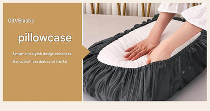 Beige Silky Satin Pillowcase Pair - Smooth for Hair & Skin, Elastic Fitted (46x70+16cm)