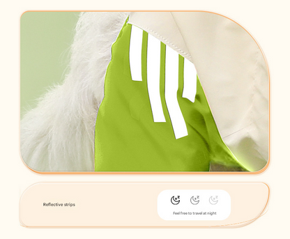 Colorblock (White Purple) Dog Raincoat - Waterproof with Hood and Reflective Strips (Size M)