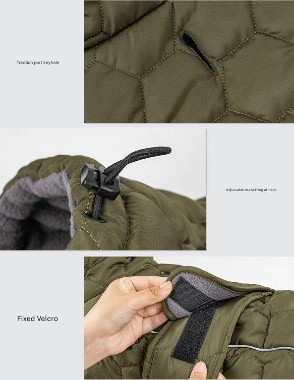 Size S Olive Green Warm Quilted Dog Winter Coat - Adjustable Fleece-Lined Puffer Vest with Reflective Trim & Leash Port