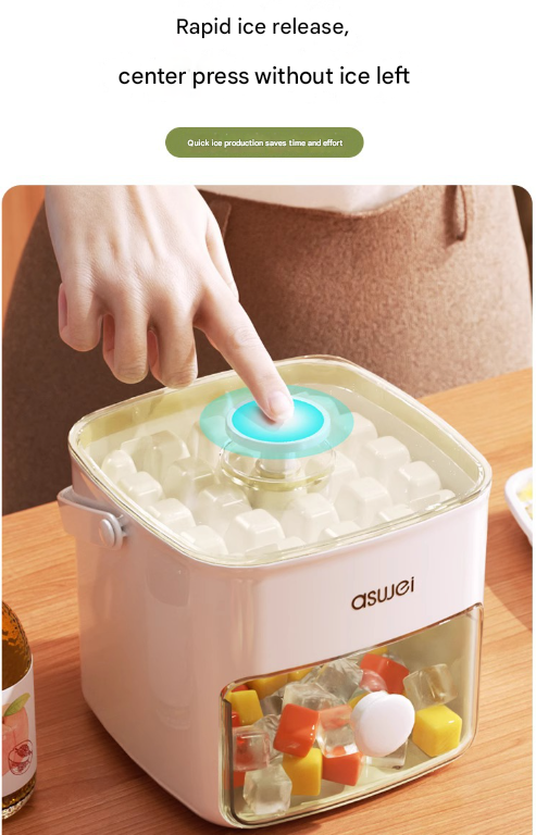 White Innovative Press-Release Ice Cube Maker - Dual Layer Trays & Storage Bin (48 Cubes).