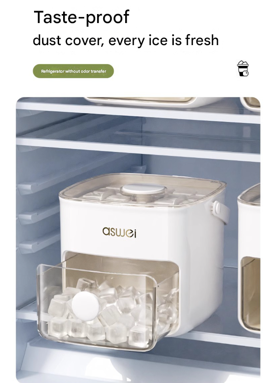 Blue Innovative Press-Release Ice Cube Maker - Dual Layer Trays & Storage Bin (48 Cubes).