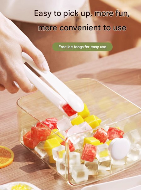 Blue Innovative Press-Release Ice Cube Maker - Dual Layer Trays & Storage Bin (48 Cubes).