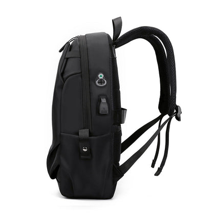 Grey Modern Anti-Theft Laptop Backpack with USB Charging Port - Water-Repellent Travel & Business Bag for 15.6 Inch Laptops