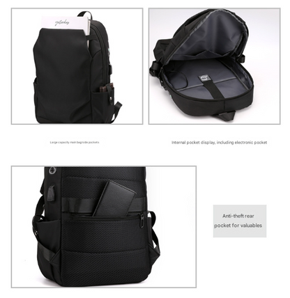 Grey Modern Anti-Theft Laptop Backpack with USB Charging Port - Water-Repellent Travel & Business Bag for 15.6 Inch Laptops