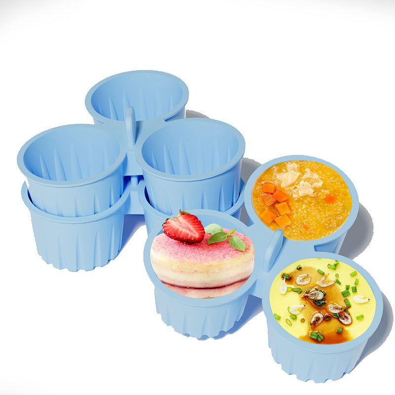 2 Pcs Grey 3-Compartment Silicone Bowl - BPA-Free, Microwave & Air Fryer Safe for Eggs, Baking & Food Storage