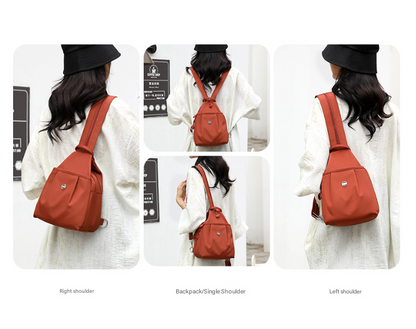 Black Versatile Women's Convertible Mini Backpack & Sling Bag - Stylish Anti-Theft Oxford Cloth Daypack, Fits 9.7in iPad