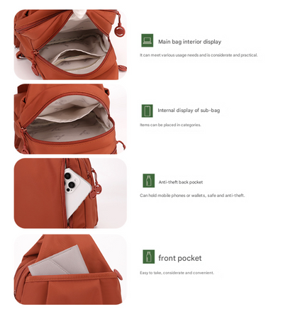 Grey Versatile Women's Convertible Mini Backpack & Sling Bag - Stylish Anti-Theft Oxford Cloth Daypack, Fits 9.7in iPad