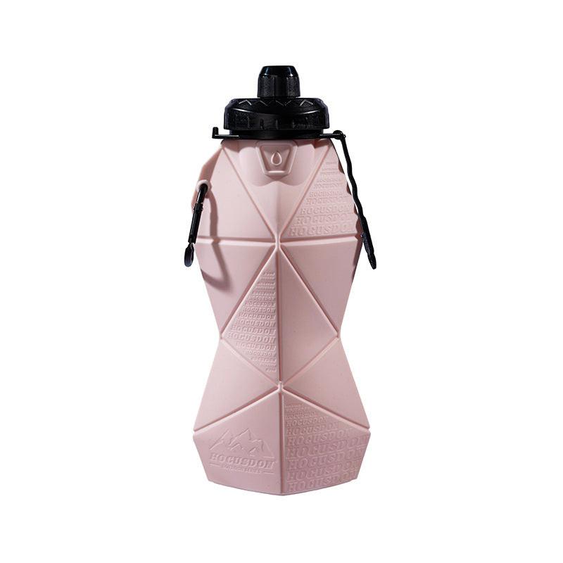 Pink and Black Cup Lid Ultimate Foldable Silicone Water Bottle - Lightweight Leakproof Travel & Sports Hydration - 700ml.