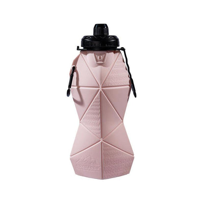 Pink and Black Cup Lid Ultimate Foldable Silicone Water Bottle - Lightweight Leakproof Travel & Sports Hydration - 700ml.