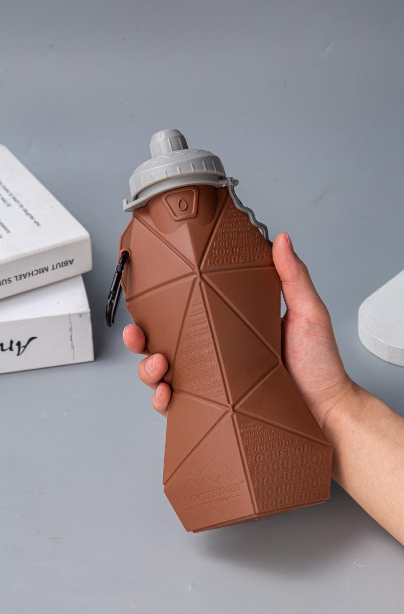 Blue and Black Cup Lid Ultimate Foldable Silicone Water Bottle - Lightweight Leakproof Travel & Sports Hydration - 700ml.