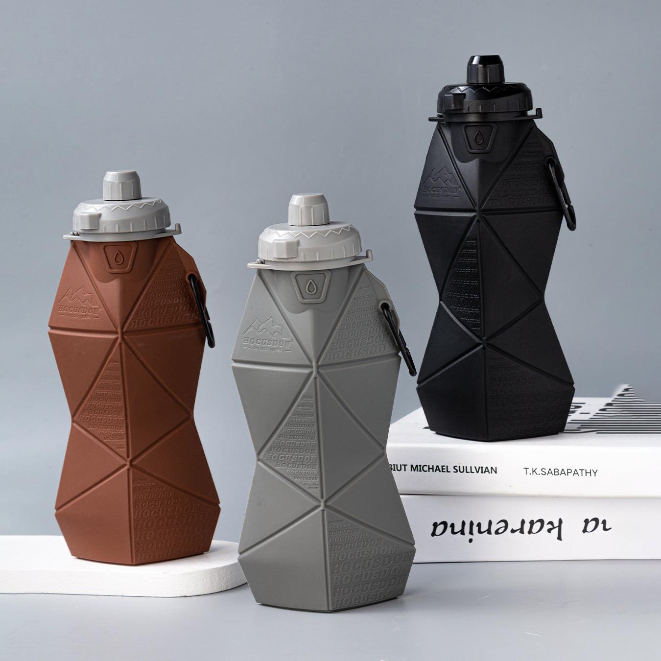 Dark Grey and Grey Cup Lid Ultimate Foldable Silicone Water Bottle - Lightweight Leakproof Travel & Sports Hydration - 700ml.