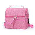 2 Pcs Pink Premium Double Layer Insulated Lunch Bag - 8.4L Thermal Cooler Tote with Shoulder Strap.