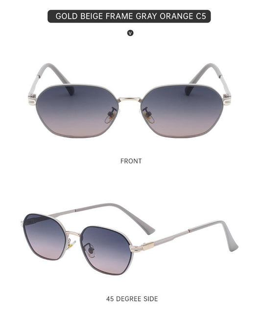 Purple Gradient Lenses Chic Oval Sunglasses for Women - UV400 Protection Lightweight Metal Frame, Comfortable Design.