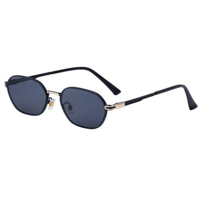 Blue Lenses Chic Oval Sunglasses for Women - UV400 Protection Lightweight Metal Frame, Comfortable Design.