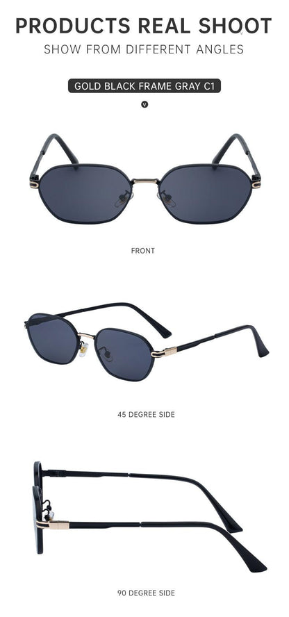 Blue Lenses Chic Oval Sunglasses for Women - UV400 Protection Lightweight Metal Frame, Comfortable Design.