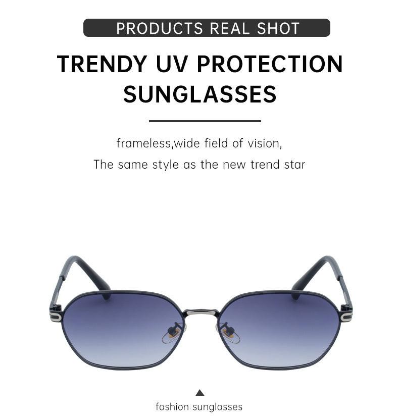 Blue Lenses Chic Oval Sunglasses for Women - UV400 Protection Lightweight Metal Frame, Comfortable Design.