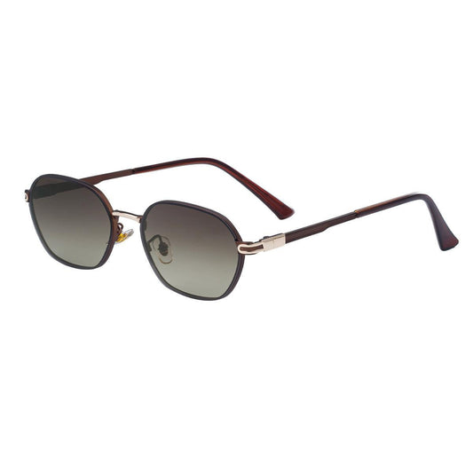 Dark Green Gradient Lenses Chic Oval Sunglasses for Women - UV400 Protection Lightweight Metal Frame, Comfortable Design.