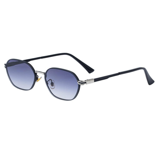 Blue Gradient Lenses Chic Oval Sunglasses for Women - UV400 Protection Lightweight Metal Frame, Comfortable Design.