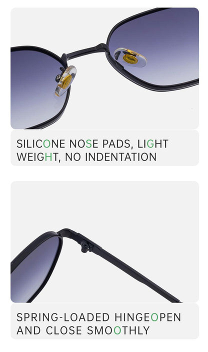Pink Brown Gradient Lenses Chic Oval Sunglasses for Women - UV400 Protection Lightweight Metal Frame, Comfortable Design.