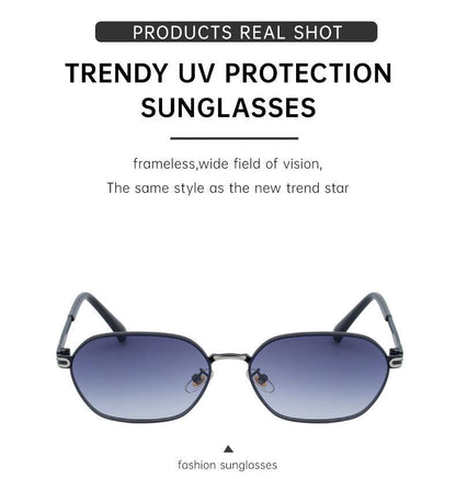 Green Gradient Lenses Chic Oval Sunglasses for Women - UV400 Protection Lightweight Metal Frame, Comfortable Design.
