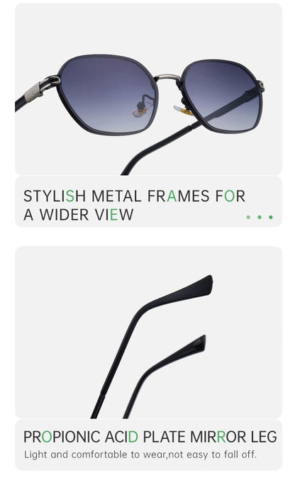 Green Gradient Lenses Chic Oval Sunglasses for Women - UV400 Protection Lightweight Metal Frame, Comfortable Design.