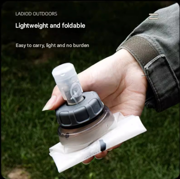 Orange and White Ultra-Lightweight 350ml Soft Running Flask - BPA-Free Collapsible TPU Water Bottle for Hiking, Cycling & Outdoor Sports.