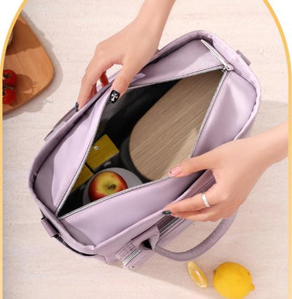 Black Chic Insulated Lunch Tote Bag - 11L Large Capacity Cooler for Work, Picnic & Travel - Durable Oxford Fabric.