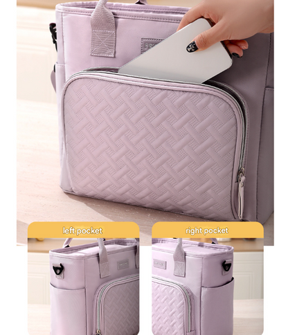 Green Chic Insulated Lunch Tote Bag - 11L Large Capacity Cooler for Work, Picnic & Travel - Durable Oxford Fabric.
