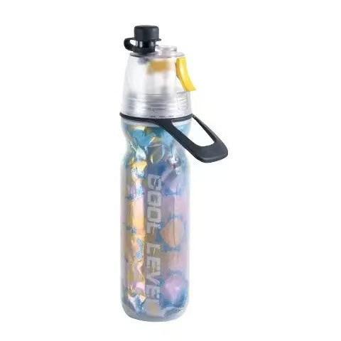 Yellow 500ML Insulated Sports Water Bottle with Cooling Mist - Triple-Layer Design Keeps Drinks Cold for Hours - Portable PE Misting Bottle.