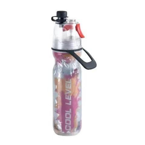 Red 500ML Insulated Sports Water Bottle with Cooling Mist - Triple-Layer Design Keeps Drinks Cold for Hours - Portable PE Misting Bottle.