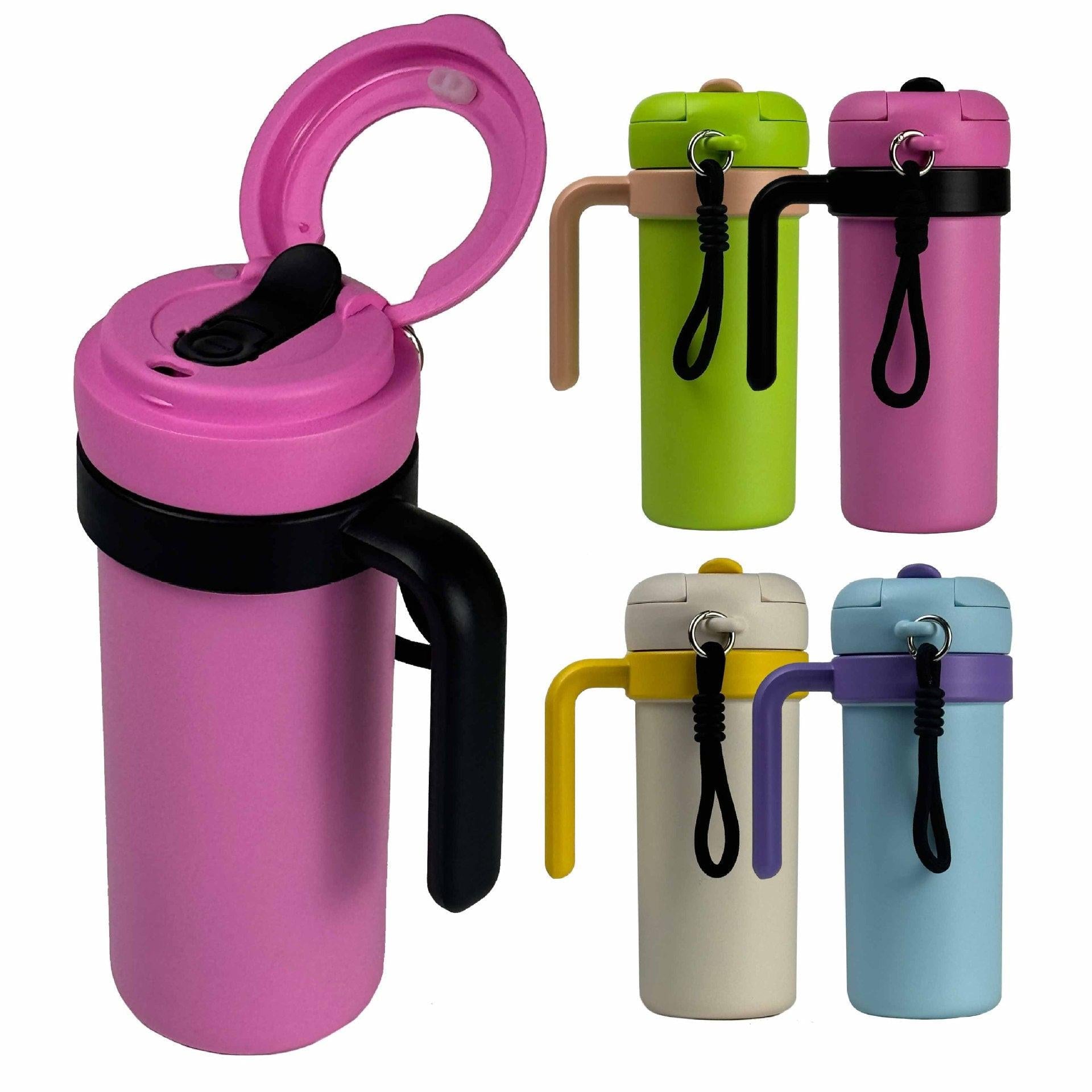 Blue and Purple 700ml Insulated Stainless Steel Tumbler with Handle, Dual-Sip Lid, Straw & Tea Infuser.