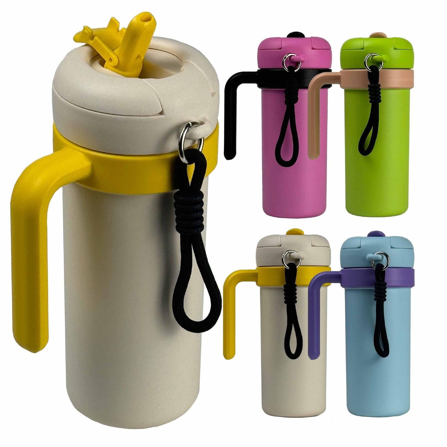Blue and Purple 700ml Insulated Stainless Steel Tumbler with Handle, Dual-Sip Lid, Straw & Tea Infuser.