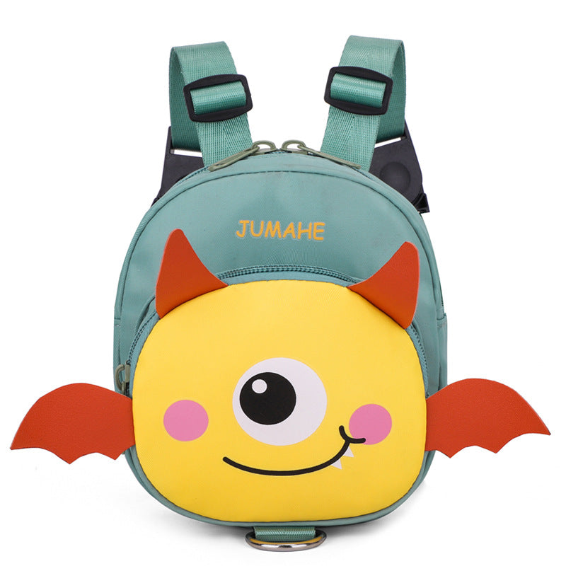Green Adorable Monster Pet Backpack Harness - Small Dog & Cat Treat Pouch with Poop Bag Dispenser