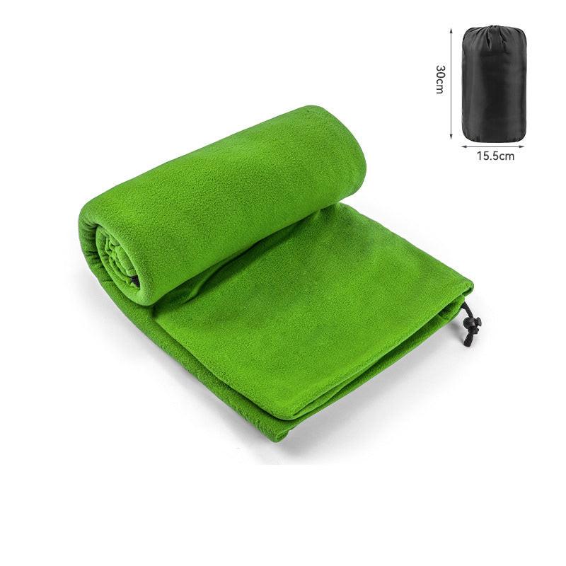 Green Versatile Double-Sided Fleece Bag Liner - Lightweight & Portable Travel Blanket for Camping & Outdoors.