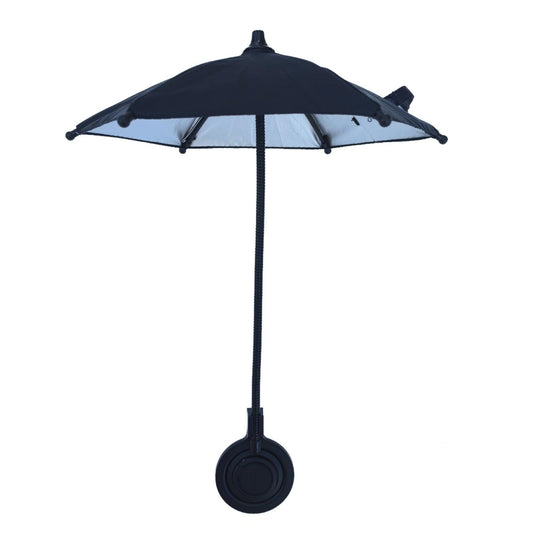 Black Magnetic Phone Umbrella Sun Shade - Clear Outdoor Screen Visor, Anti-Glare Mini Parasol for iPhone.