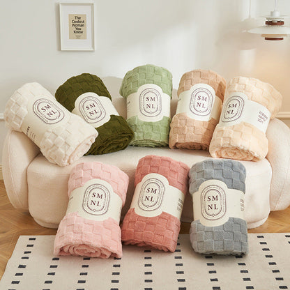 200*230CM Light Pink Ultra-Soft Waffle Textured Plush Fleece Blanket - Large Cozy All-Season Throw for Bed & Sofa