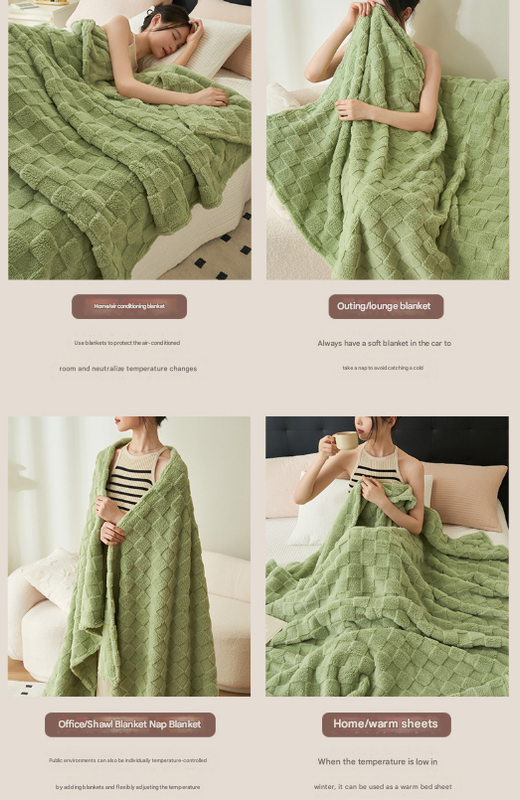 200*230CM Light Pink Ultra-Soft Waffle Textured Plush Fleece Blanket - Large Cozy All-Season Throw for Bed & Sofa