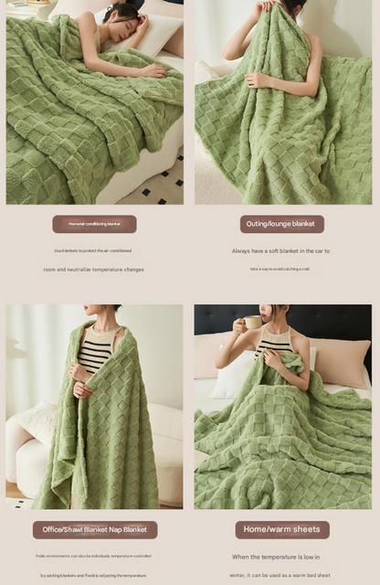 200*230CM Light Pink Ultra-Soft Waffle Textured Plush Fleece Blanket - Large Cozy All-Season Throw for Bed & Sofa
